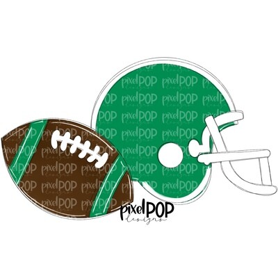 Football and Helmet Green and White PNG | Football | Football Design | Football Art | Football Blank | Sports Art