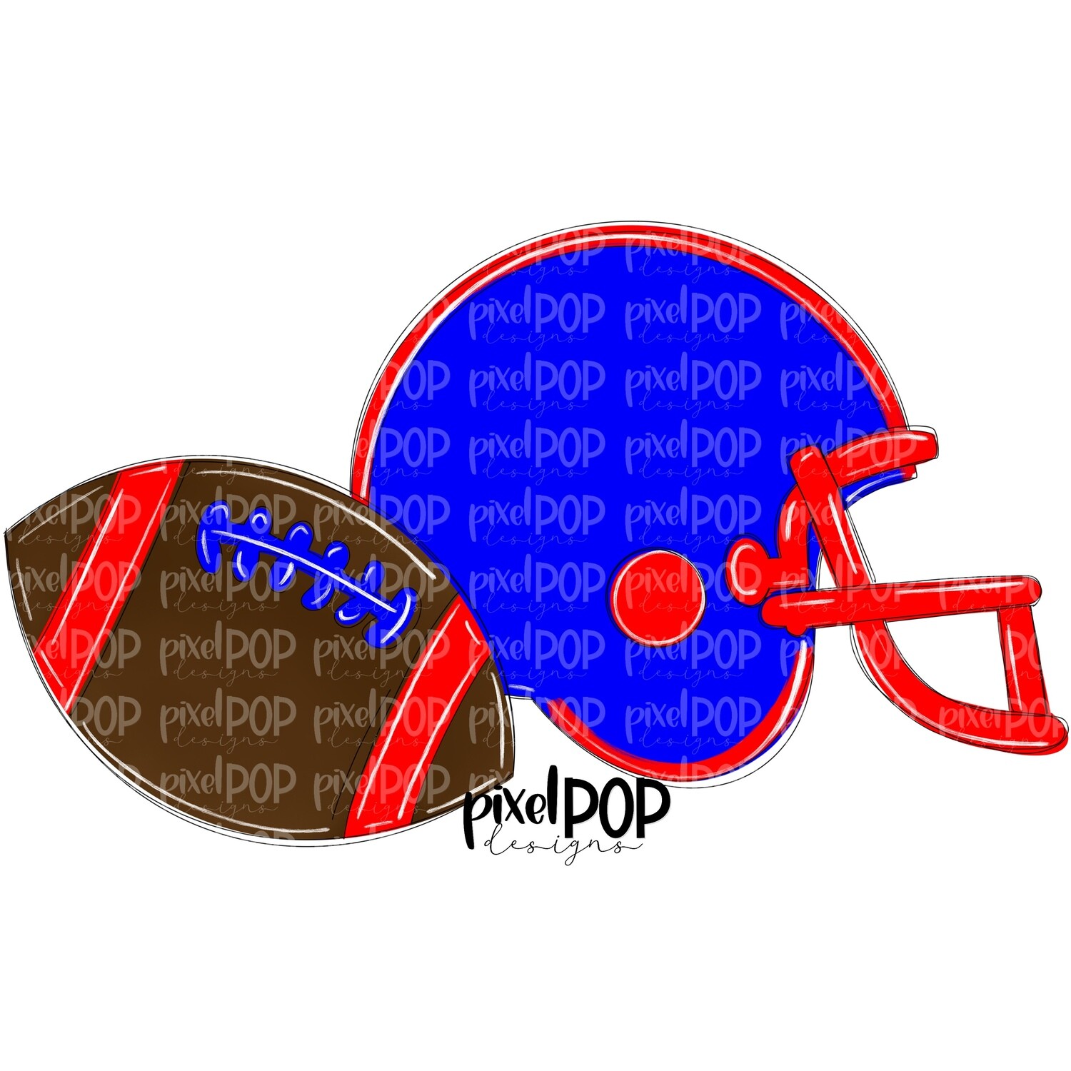 Football and Helmet Blue and Red PNG | Football | Football Design | Football Art | Football Blank | Sports Art