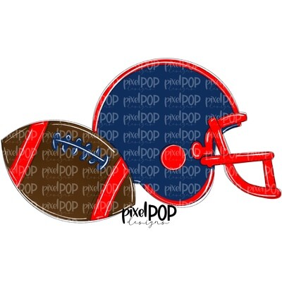 Football and Helmet Navy and Red PNG | Football | Football Design | Football Art | Football Blank | Sports Art