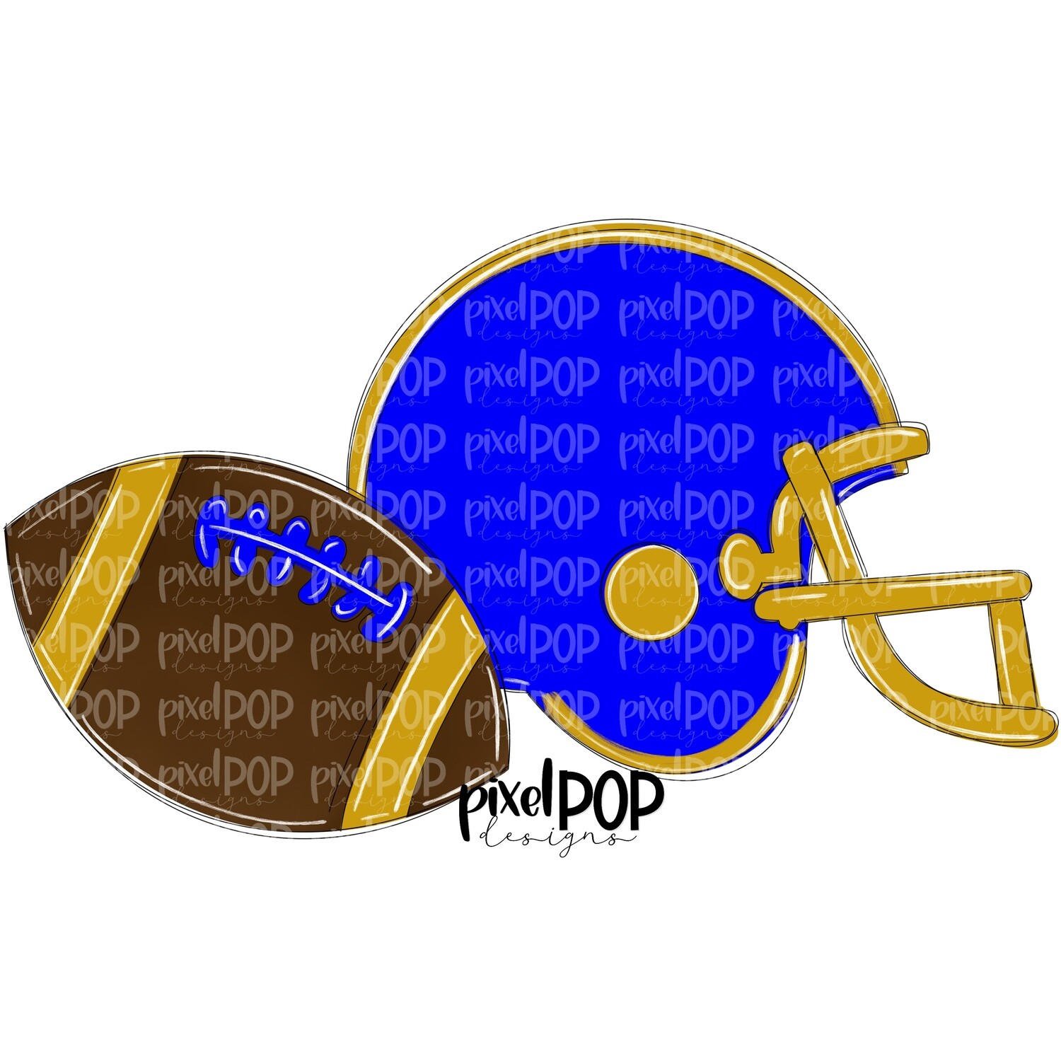 Football and Helmet Blue and Gold PNG | Football | Football Design | Football Art | Football Blank | Sports Art