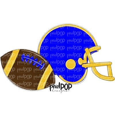 Football and Helmet Blue and Yellow PNG | Football | Football Design | Football Art | Football Blank | Sports Art