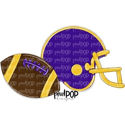 Football and Helmet Purple and Yellow PNG | Football | Football Design | Football Art | Football Blank | Sports Art