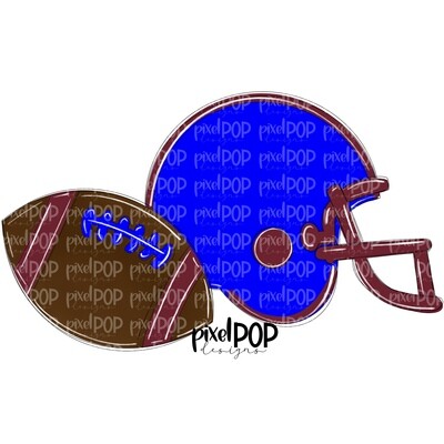 Football and Helmet Blue and Maroon PNG | Football | Football Design | Football Art | Football Blank | Sports Art