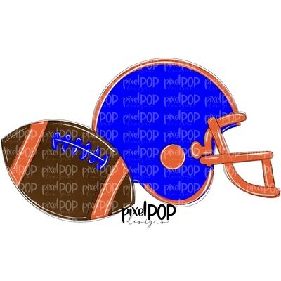 Football and Helmet Blue and Orange PNG | Football | Football Design | Football Art | Football Blank | Sports Art