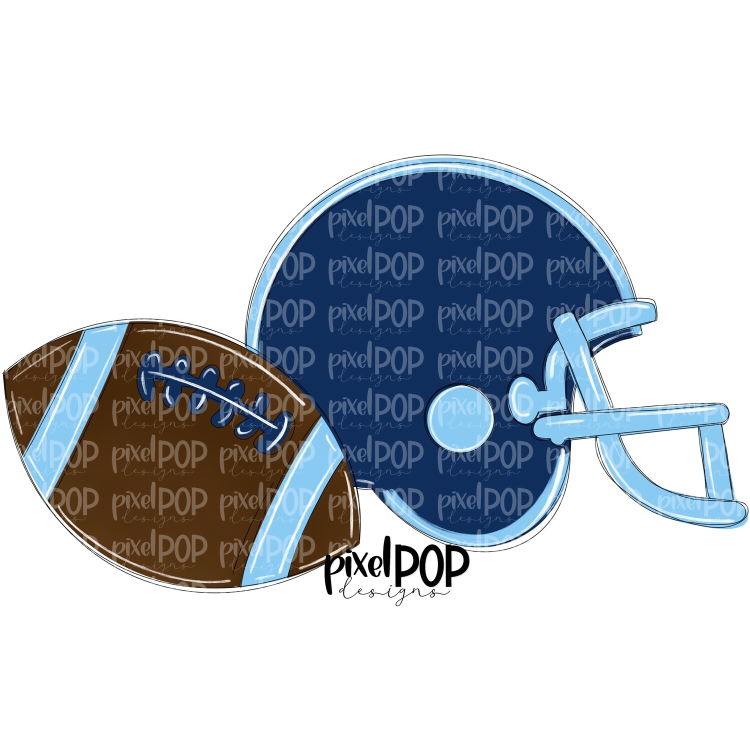 Football and Helmet Navy and Light Blue PNG | Football | Football Design | Football Art | Football Blank | Sports Art