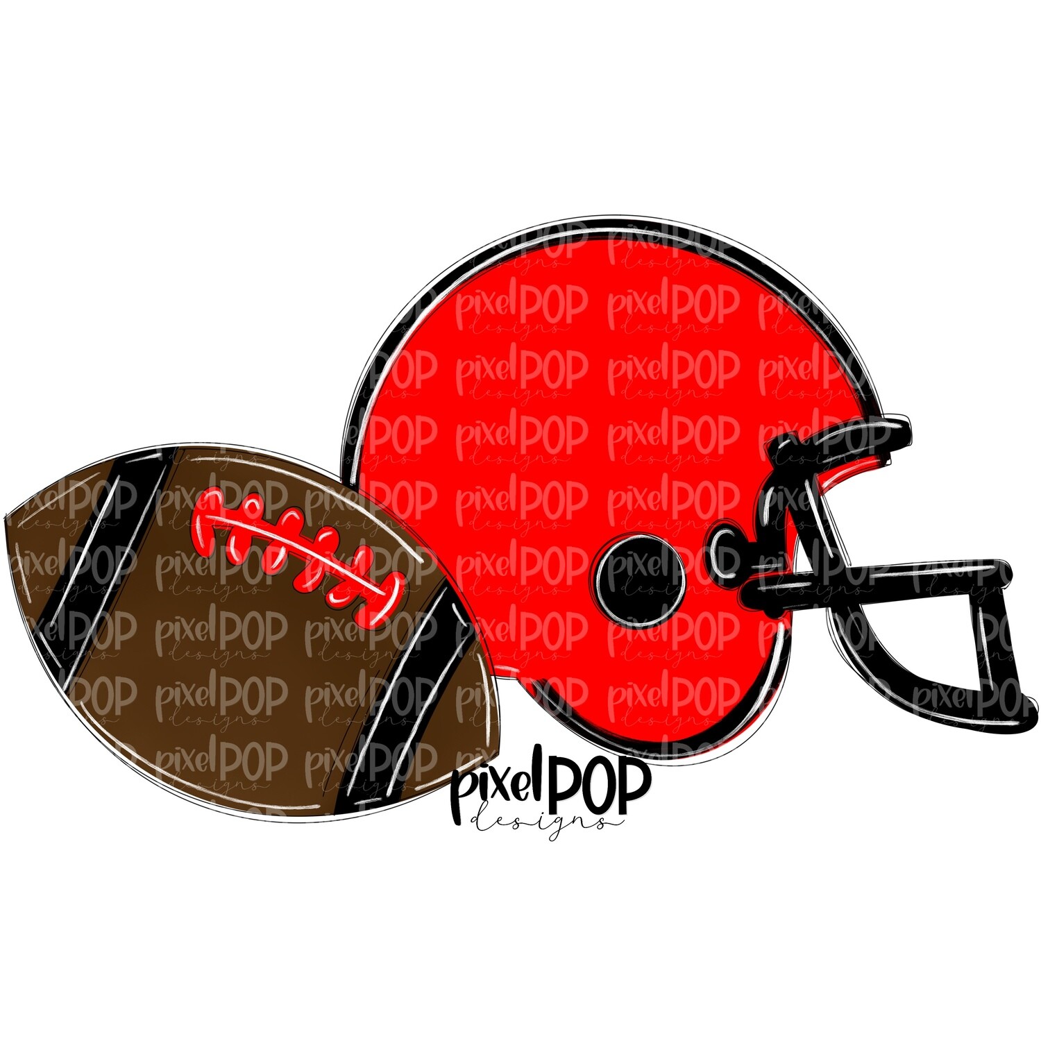 Football and Helmet Red and Black PNG | Football | Football Design | Football Art | Football Blank | Sports Art
