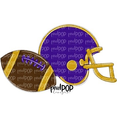 Football and Helmet Purple and Gold PNG | Football | Football Design | Football Art | Football Blank | Sports Art