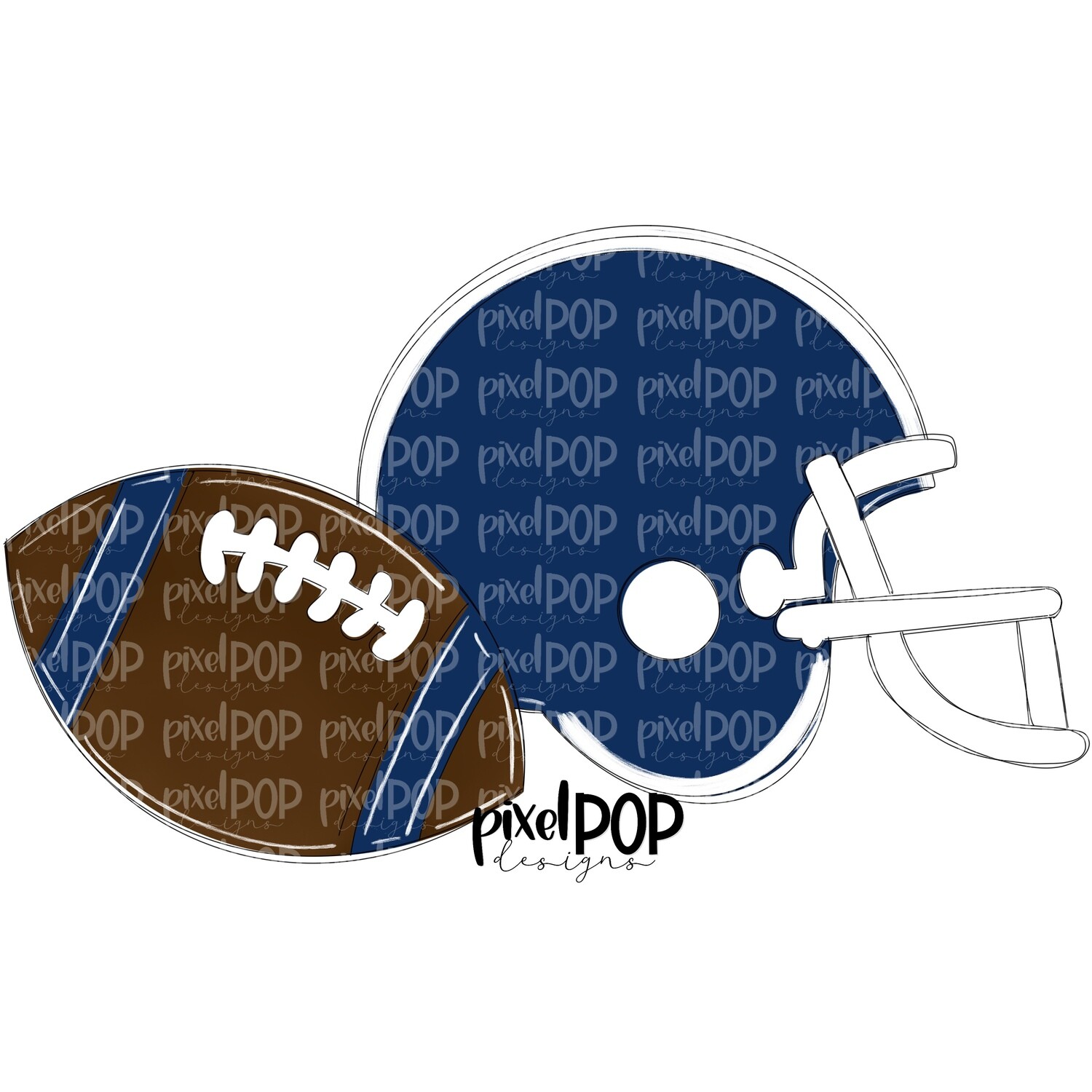 Football and Helmet Navy and White PNG | Football | Football Design | Football Art | Football Blank | Sports Art