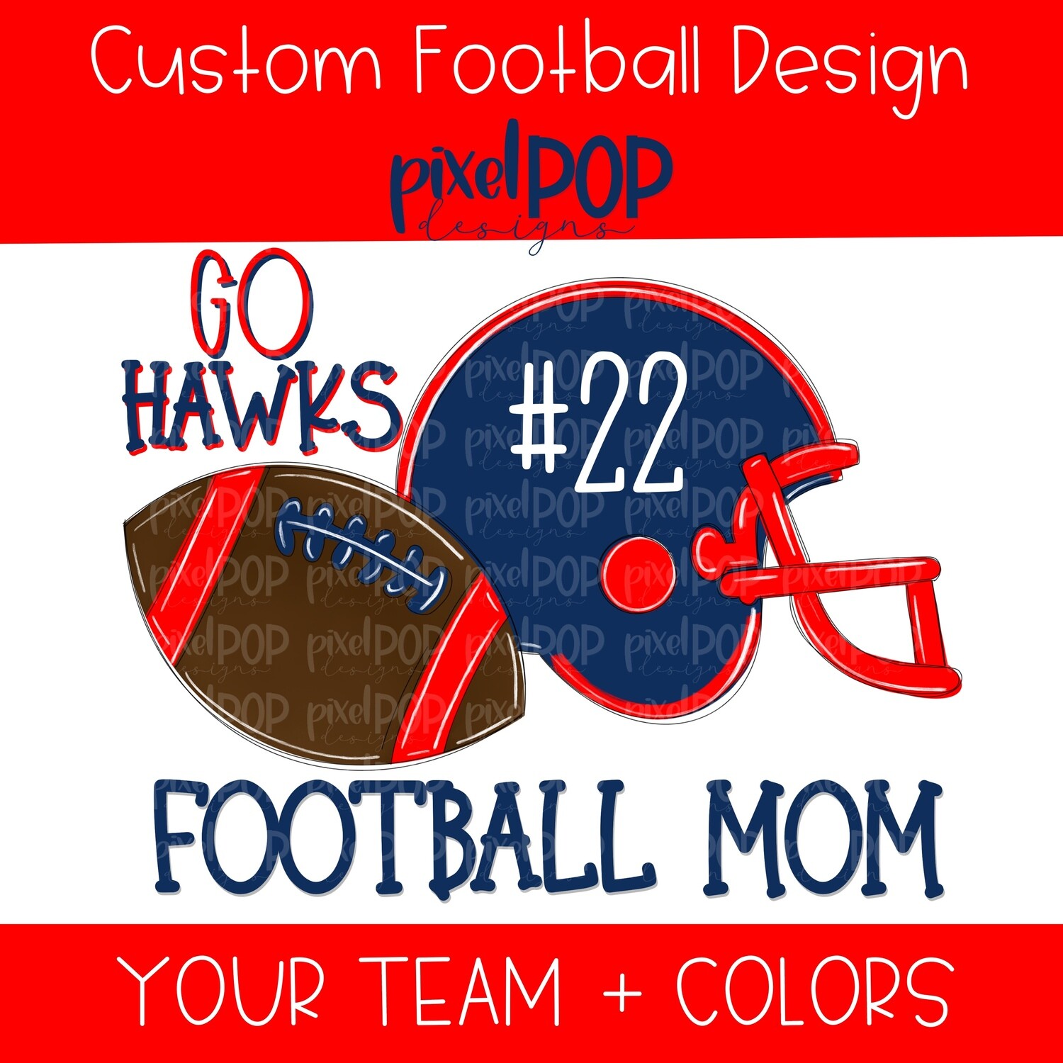 Custom School Football (WITH NUMBER) Image Request