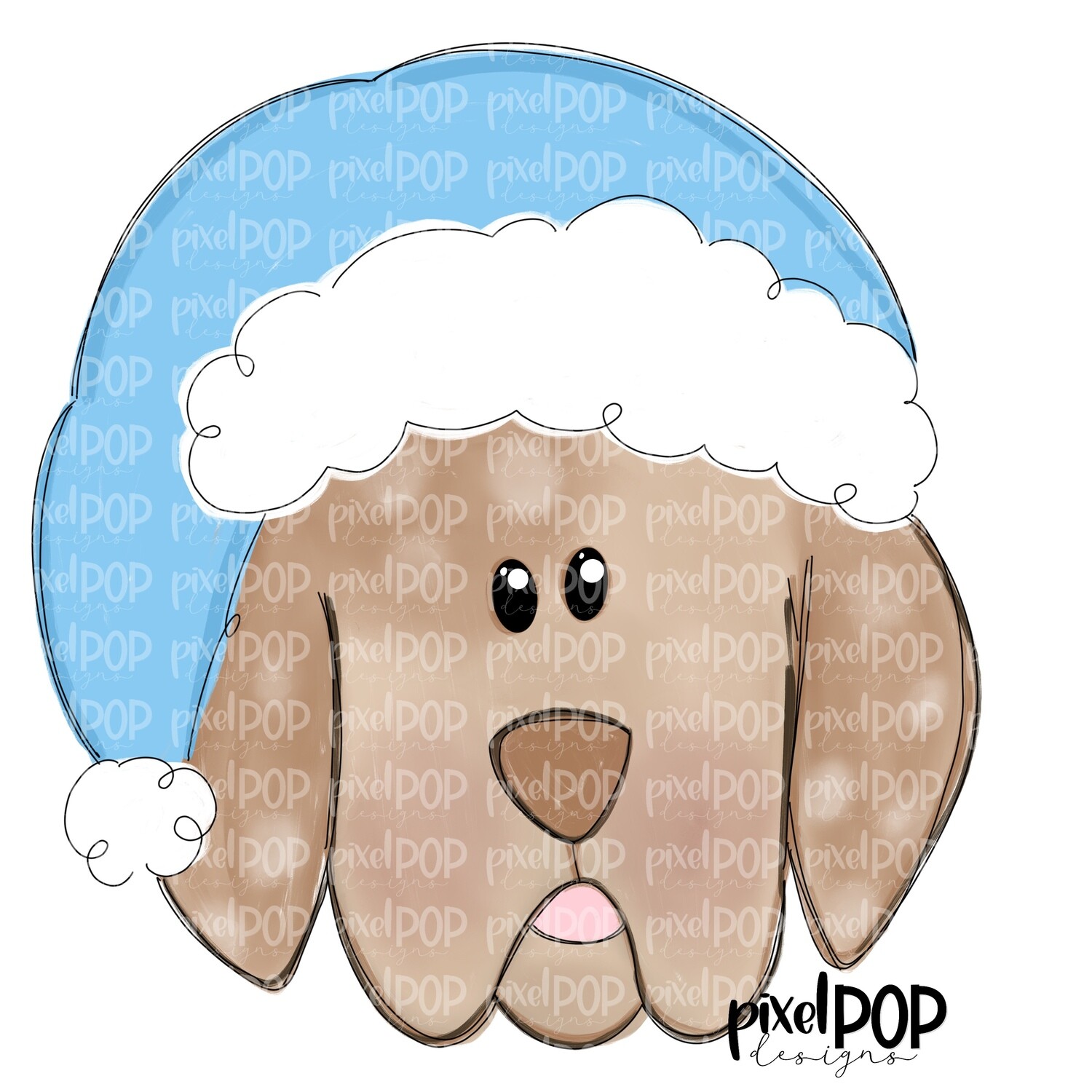 Christmas Puppy Boy Light Blue PNG | Dog Art | Hand Painted | Dog Digital Art | Sublimation PNG | Digital Download | Printable Art | Clipart