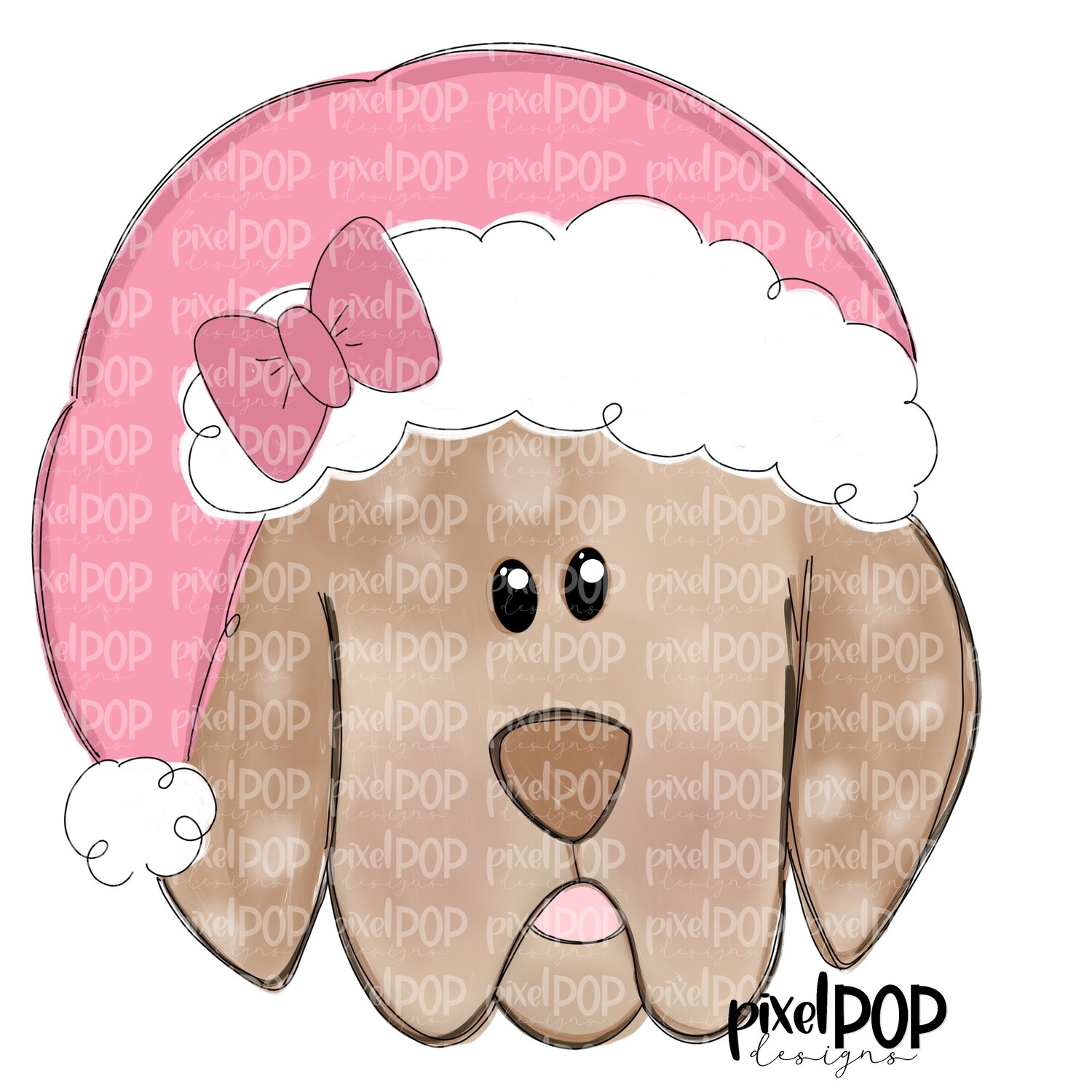 Christmas Puppy Boy Light Pink PNG | Dog Art | Hand Painted | Dog Digital Art | Sublimation PNG | Digital Download | Printable Art | Clipart
