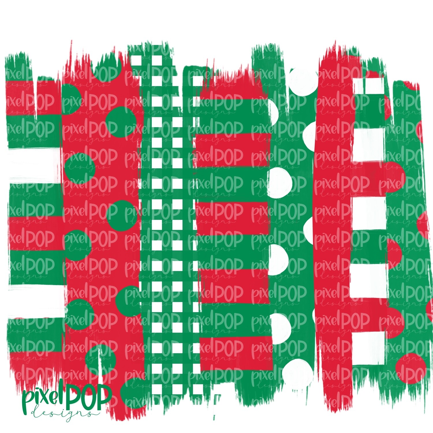 Christmas Green Red Stripe Polka Dot Brush Stroke Background PNG | Christmas Background | Transfer | Digital Print | Printable | Clip Art