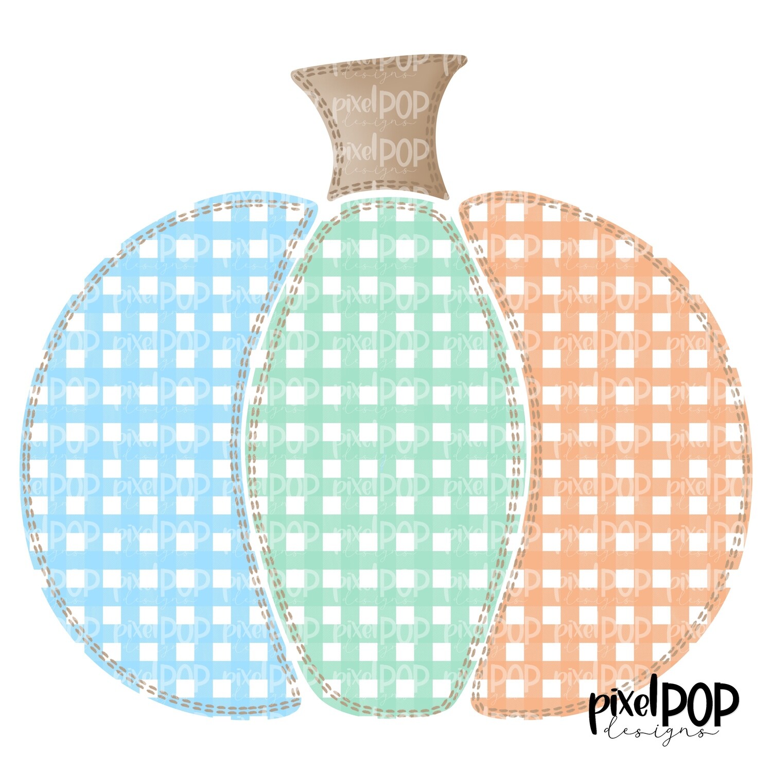 Sweet Faux Stitched Pumpkin Blue Mint Orange PNG | Pumpkin Art | Pumpkin PNG Design | Hand Painted Design | Fall | Fall Design | Fall Art