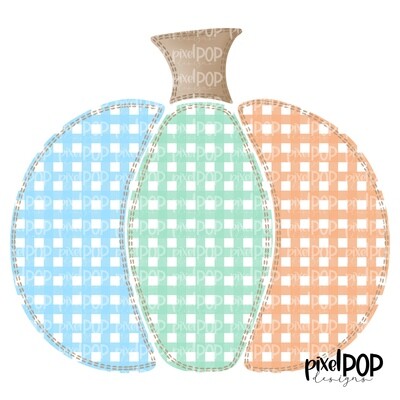 Sweet Faux Stitched Pumpkin Blue Mint Orange PNG | Pumpkin Art | Pumpkin PNG Design | Hand Painted Design | Fall | Fall Design | Fall Art
