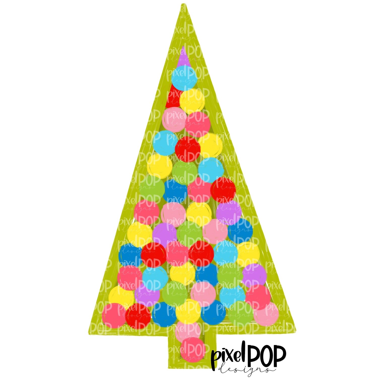 Twinkling Tree Green PNG | Christmas Tree | Christmas Art Hand Drawn Design | Sublimation PNG | Digital Download | Printable Artwork | Art