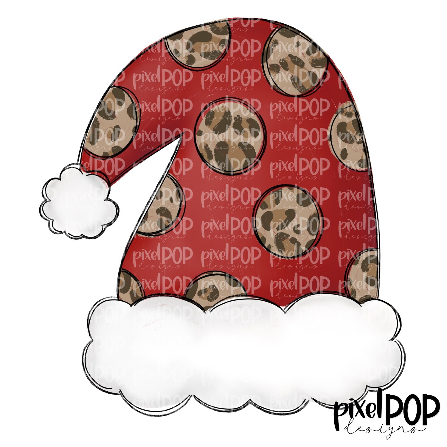 Santa Hat Red Leopard PNG | Christmas Sublimation | Santa Hat | Santa Clip Art | Christmas | Digital Download | Printable Artwork | Art