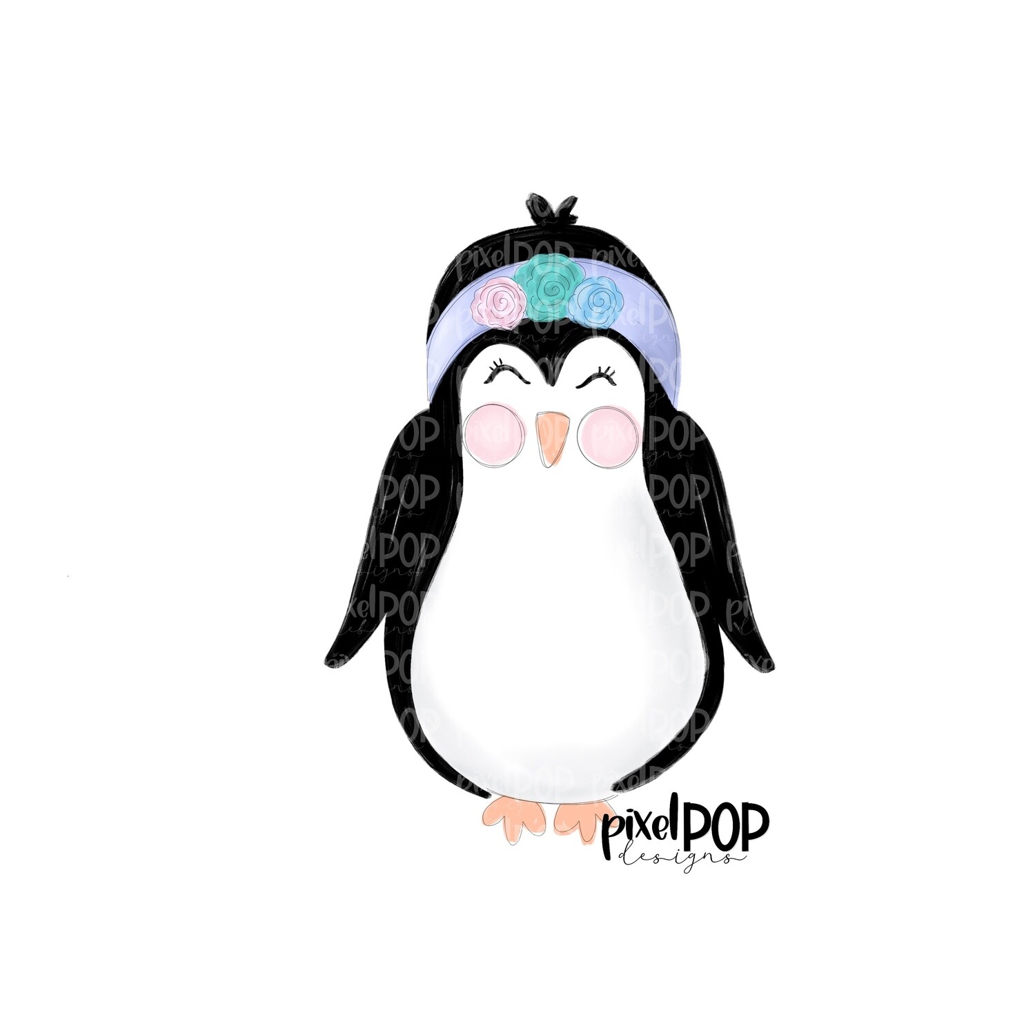 Penguin Girl with Head Warmer PNG | Penguin Digital | Christmas Digital | Winter | Christmas Art | Snow | Digital Download | Printable Artwork