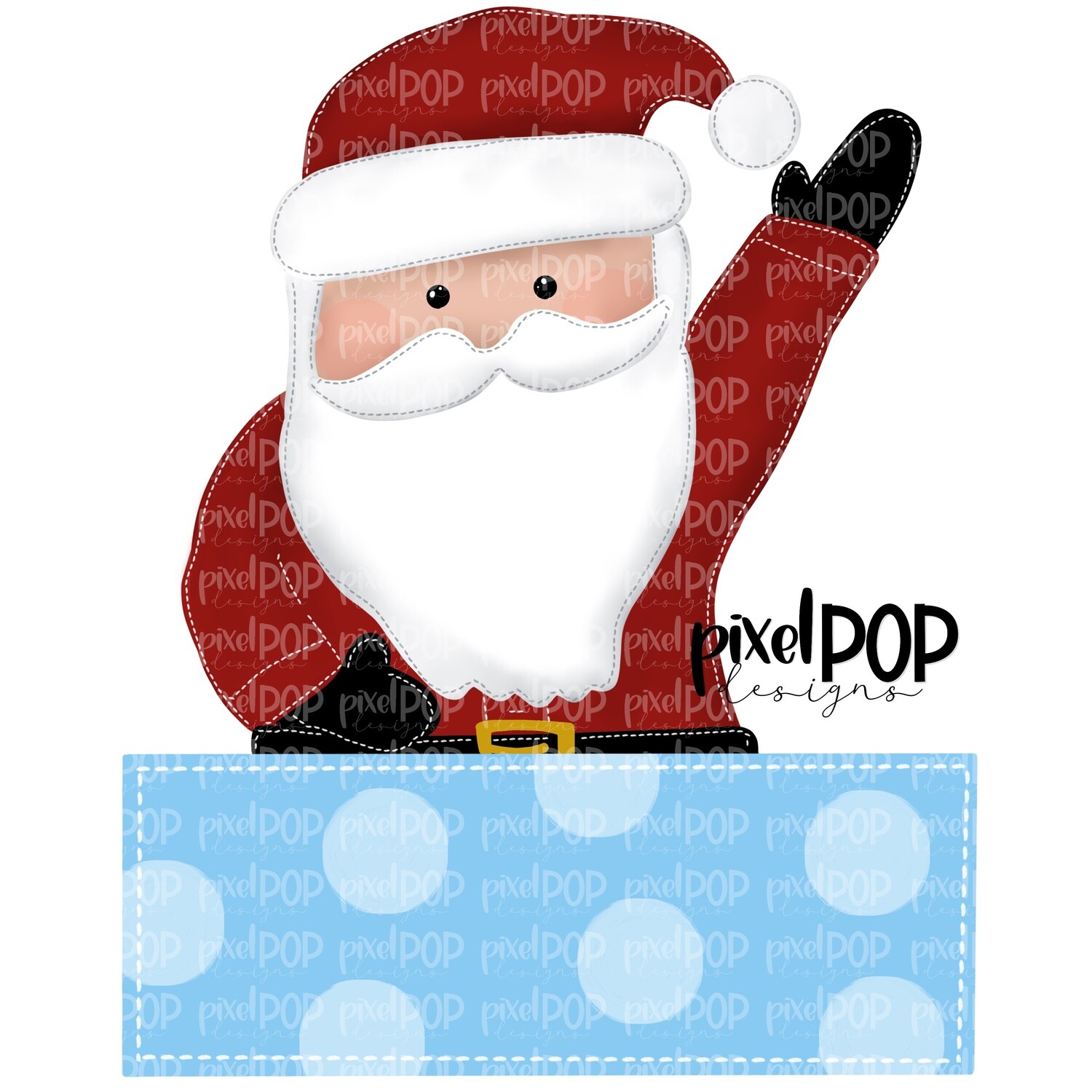 Santa Claus Waving with Name Plate PNG | Christmas Sublimation | Santa | Santa Art | Christmas | Digital Download | Printable Artwork | Art