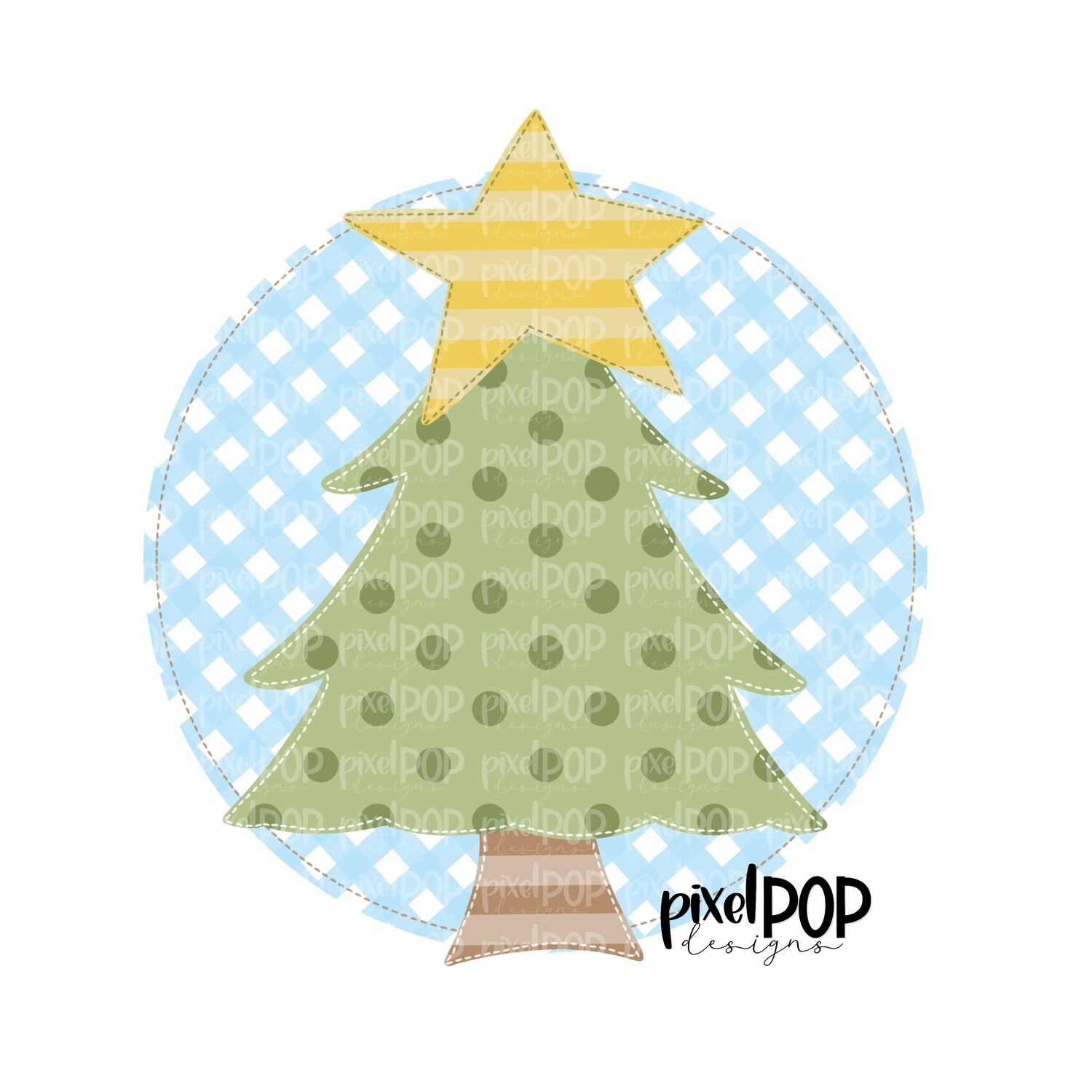 Faux Applique Christmas Tree Blue PNG | Christmas Tree PNG | Holiday Art Design PNG | Christmas Digital Download | Printable Artwork