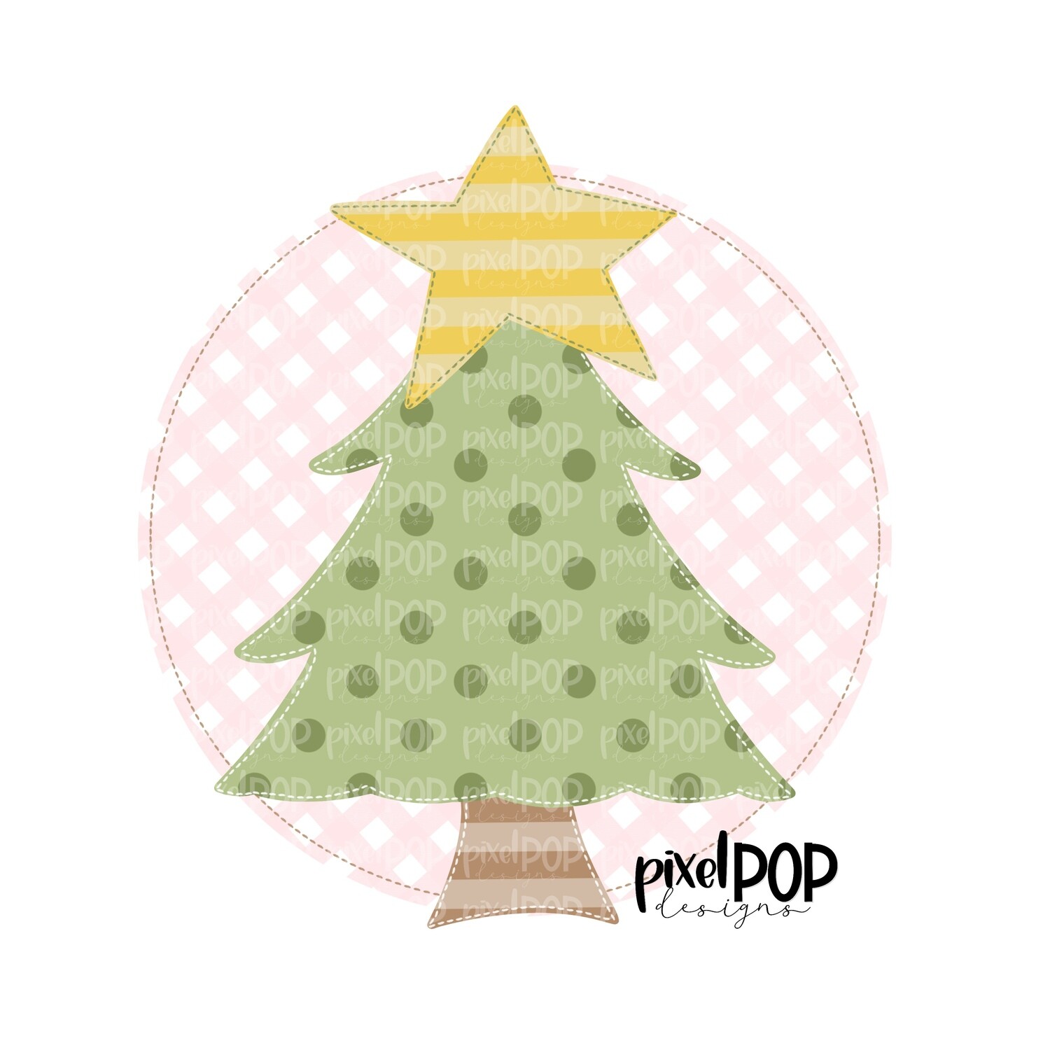 Faux Applique Christmas Tree Pink PNG | Christmas Tree PNG | Holiday Art Design PNG | Christmas Digital Download | Printable Artwork