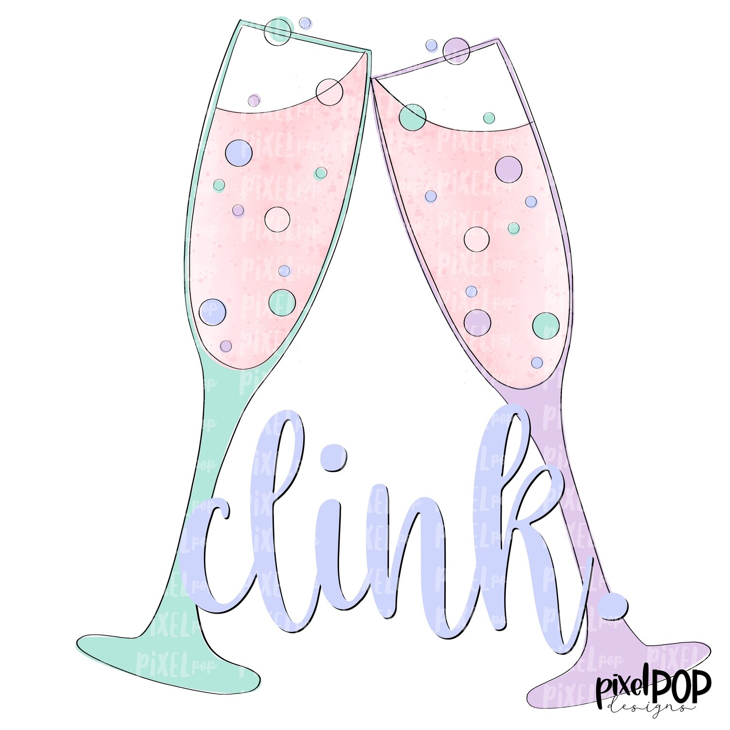 Clink Cheers Champagne Bubbly Design | New Years | Celebration Design | Party Design | Sublimation PNG | Quotes | Printable Artwork | Art