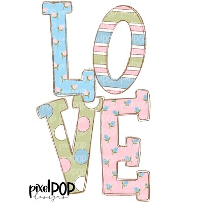 Love Pastel Floral Design PNG | Valentine Art PNG | Sublimation PNG | Digital Download | Printable Art | Clip Art