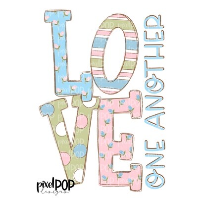 Love One Another Pastel Floral Bible Verse Design PNG | Religious Art PNG | Sublimation PNG | Digital Download | Printable Art | Clip Art