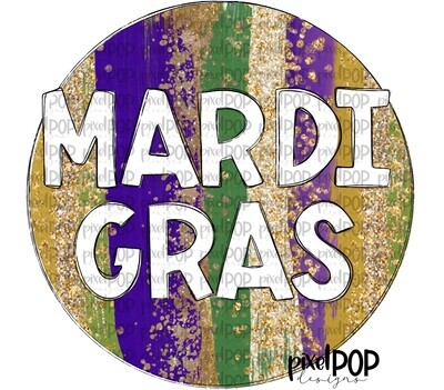 Mardi Gras Circle Bold PNG | Fat Tuesday New Orleans Art | Hand Painted | Mardi Gras Design | Digital Download | Clip Art