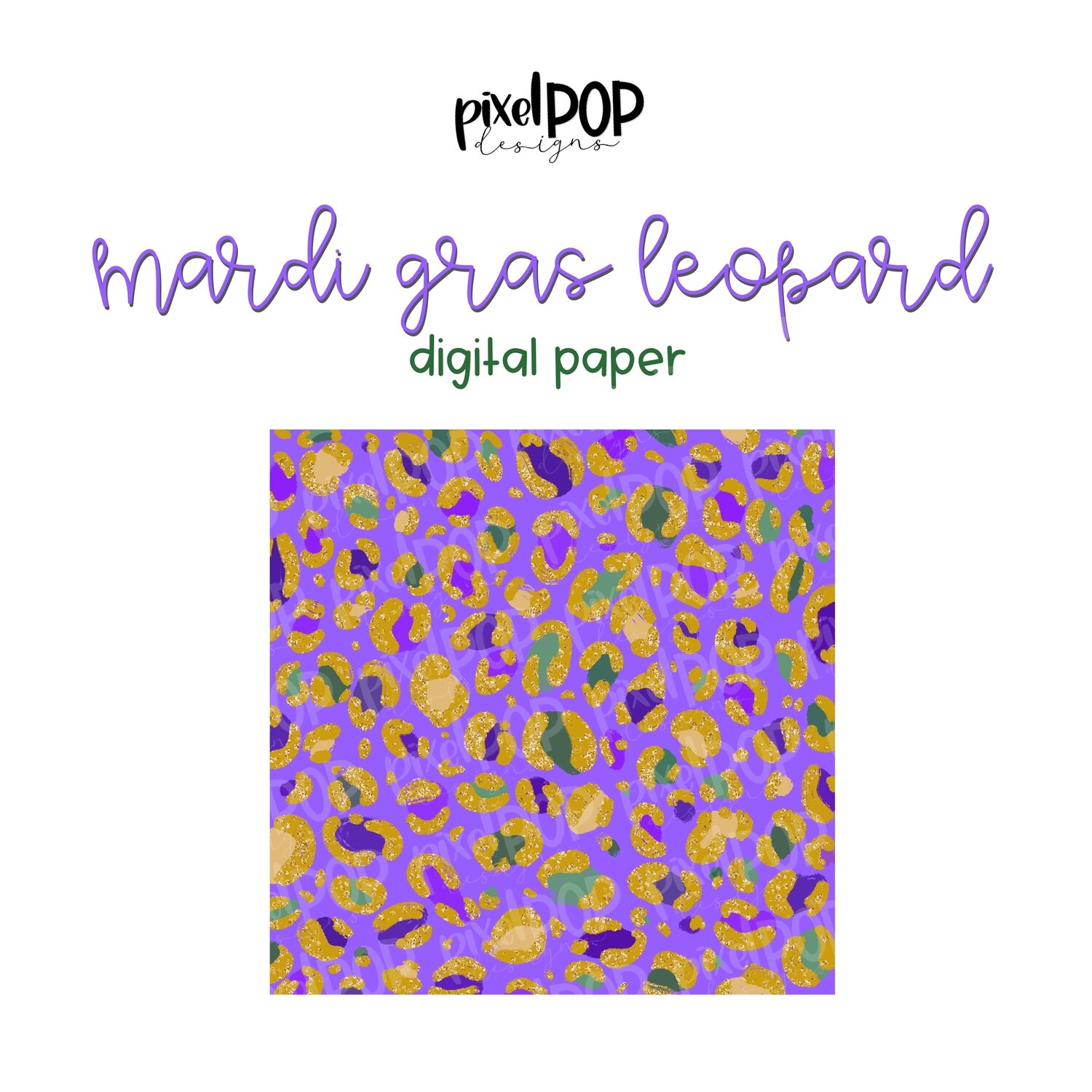 Mardi Gras Leopard Print with Glitter Digital Paper PNG | Mardi Gras Paper | Sublimation PNG | Digital Download | Digital Scrapbooking