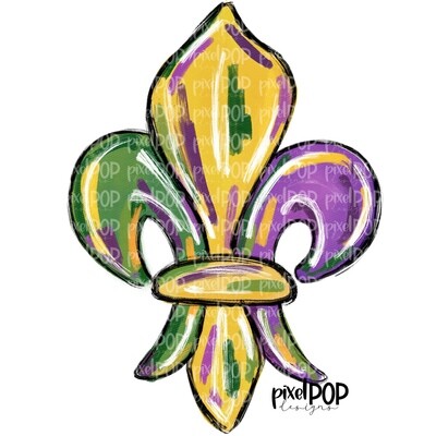 Fleur de Lis Acrylic on Canvas PNG | Mardi Gras Fleur de Lis | New Orleans Art | Hand Painted | Mardi Gras | Digital Download | Clip Art