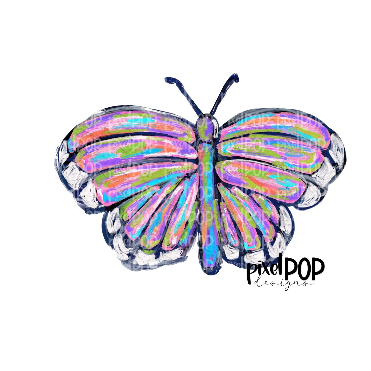 Painted Acrylic Butterfly Colorful PNG | Butterfly Art | Nature Art | Heat Transfer | Digital Download | Printable | Spring Digital