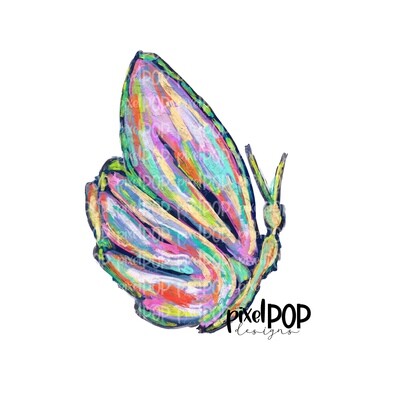 Painted Acrylic Colorful Butterfly Side View PNG | Butterfly Art | Nature Art | Heat Transfer | Digital Download | Printable | Spring Digital