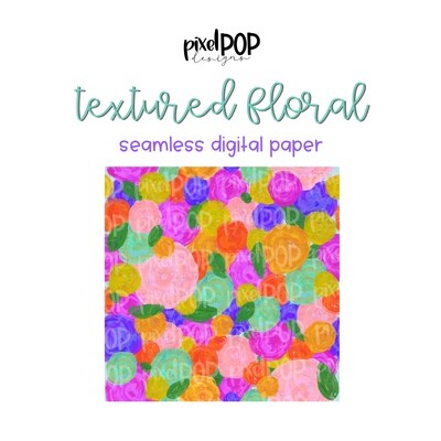 Textured Floral Seamless Digital Paper PNG | Floral Art | Hand Painted | Sublimation | Digital Download | Digital Scrapbooking Paper