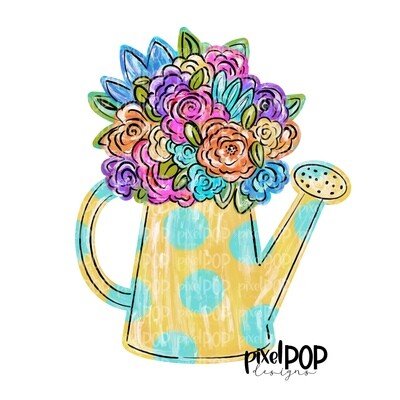 Floral Watering Can PNG | Gardening Art | Flowers | Spring PNG | Design | Heat Transfer PNG | Digital Download | Printable Art