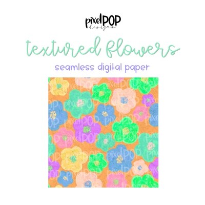 Textured Flowers Seamless Digital Paper PNG | Floral Art | Hand Painted | Sublimation | Floral Digital Download | Digital Scrapbooking Paper