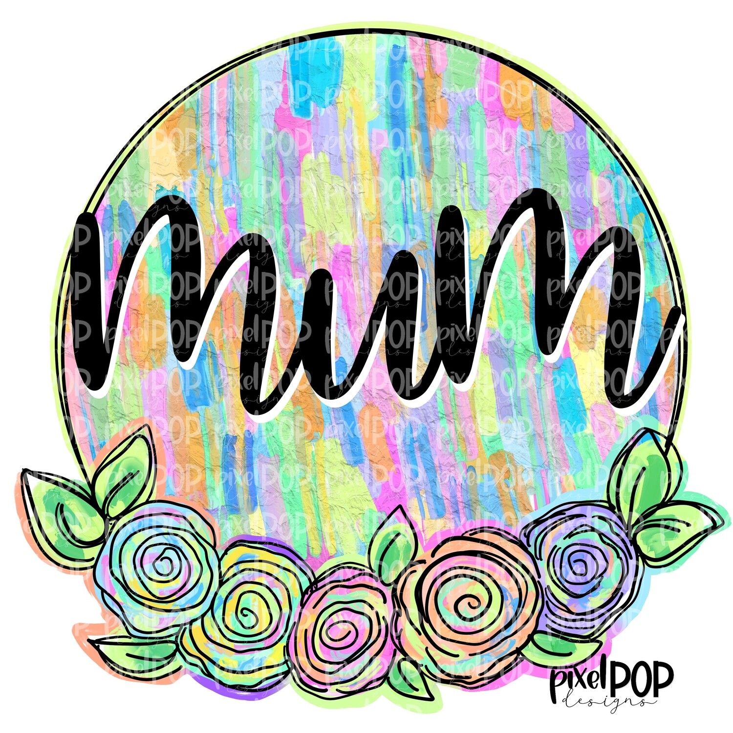 Mum Textured Flowers Mother's Day Sublimation Design PNG | Hand Drawn PNG | Sublimation PNG | Digital Download | Printable Art | Clip Art