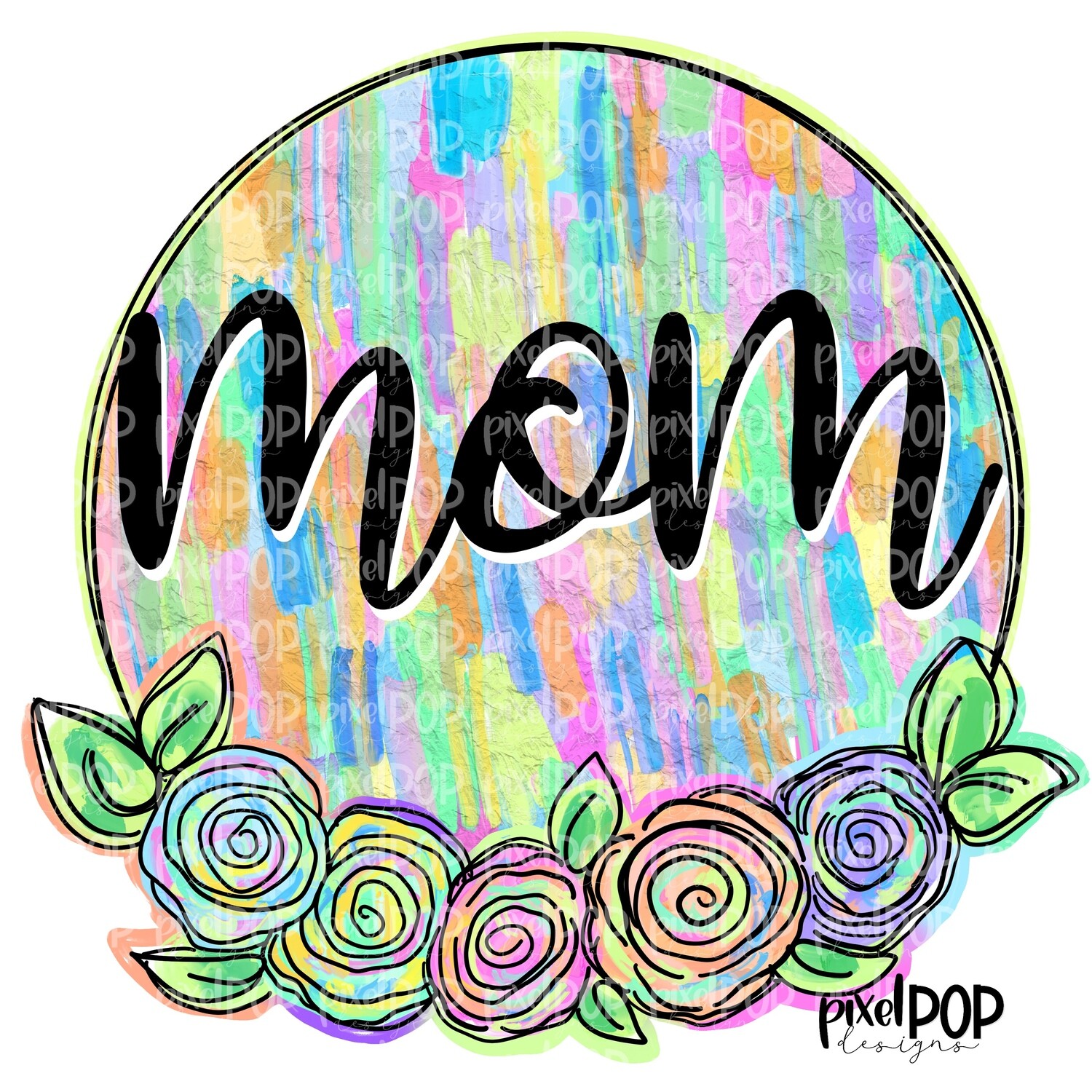 Mom Textured Flowers Mother's Day Sublimation Design PNG | Hand Drawn PNG | Sublimation PNG | Digital Download | Printable Art | Clip Art