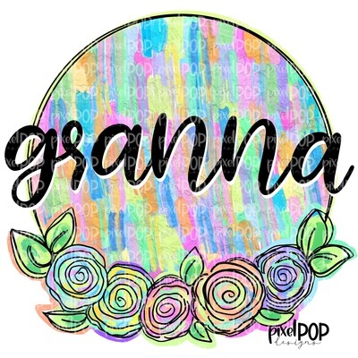 Granna Textured Flowers Mother's Day Sublimation Design PNG | Hand Drawn PNG | Sublimation PNG | Digital Download | Printable Art | Clip Art