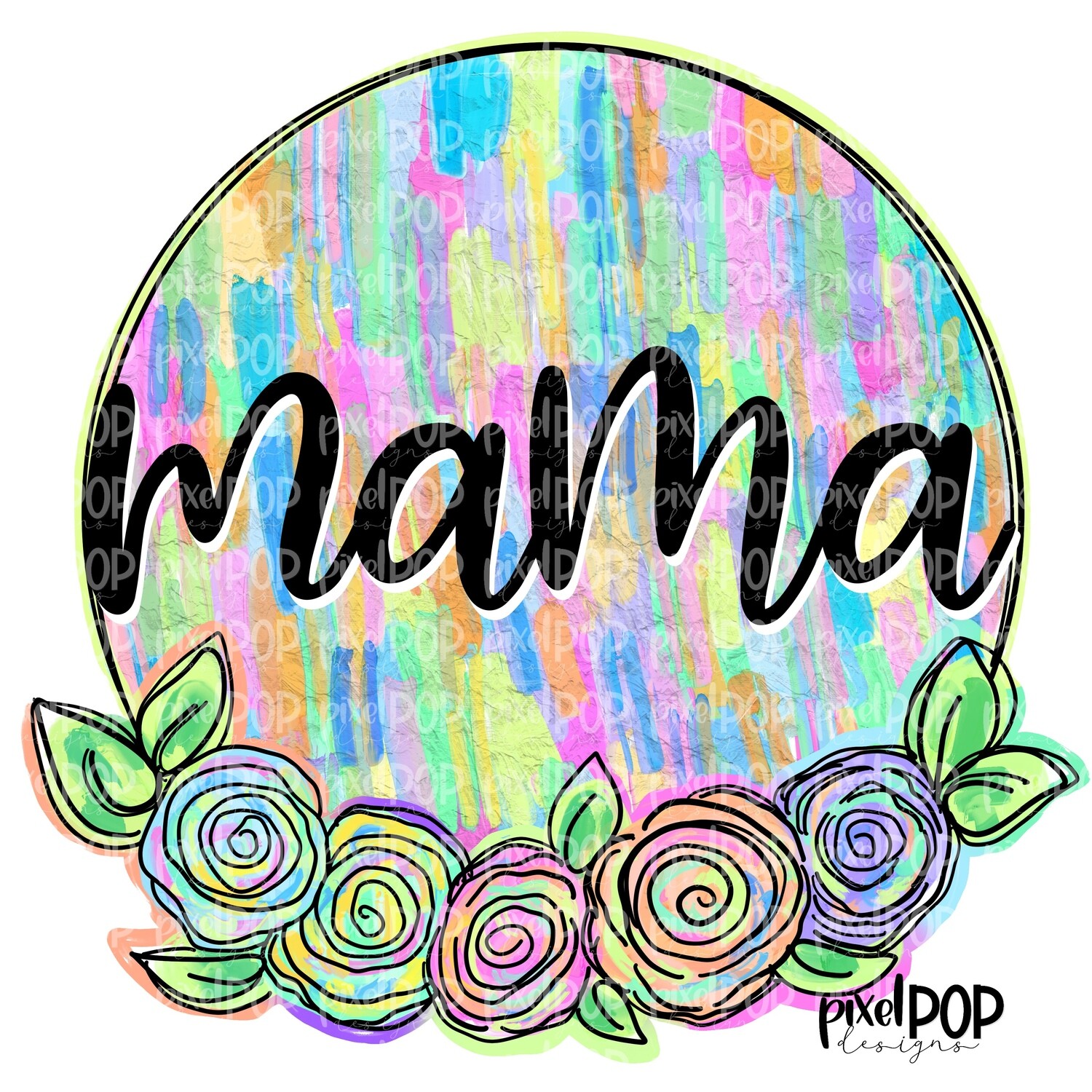 Mama Textured Flowers Mother's Day Sublimation Design PNG | Hand Drawn PNG | Sublimation PNG | Digital Download | Printable Art | Clip Art