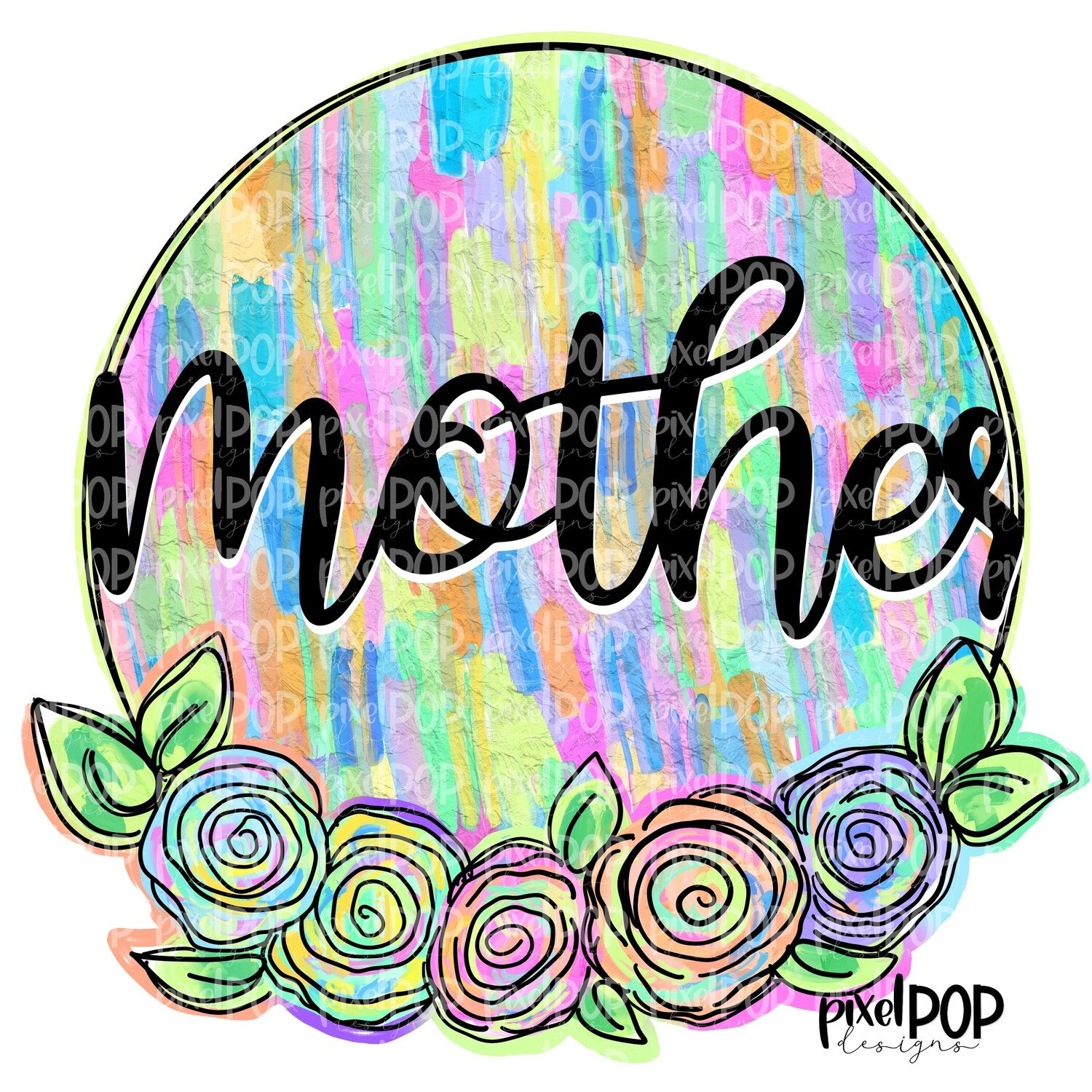 Mother Textured Flowers Mother's Day Sublimation Design PNG | Hand Drawn PNG | Sublimation PNG | Digital Download | Printable Art | Clip Art