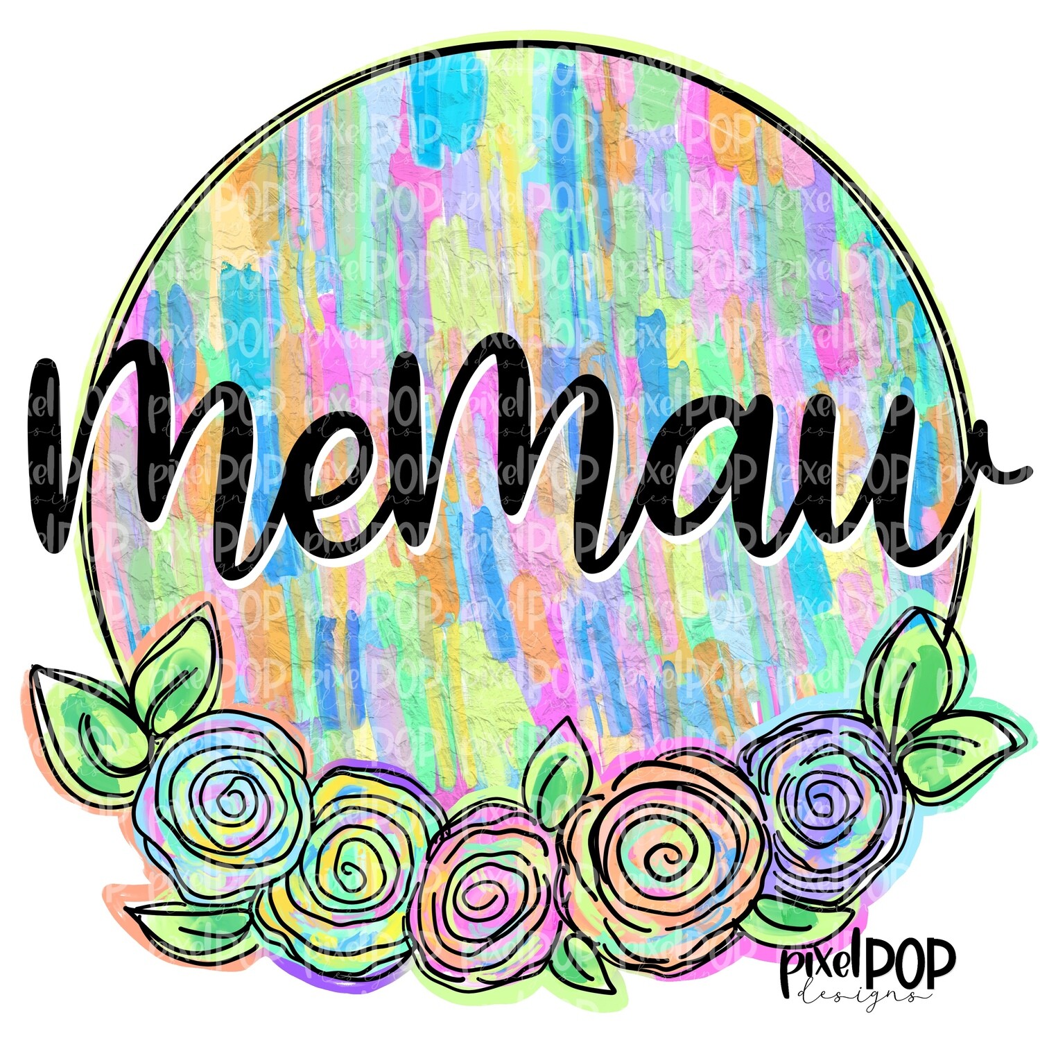 Memaw Textured Flowers Mother's Day Sublimation Design PNG | Hand Drawn PNG | Sublimation PNG | Digital Download | Printable Art | Clip Art