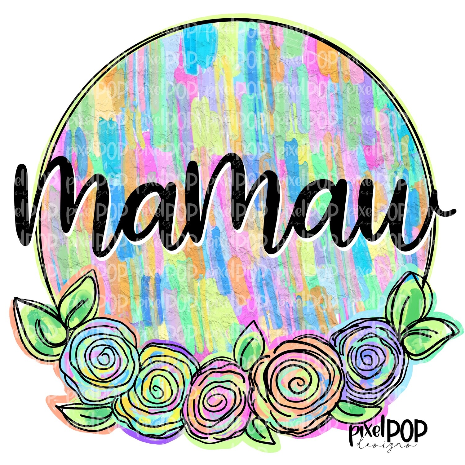 Mamaw Textured Flowers Mother's Day Sublimation Design PNG | Hand Drawn PNG | Sublimation PNG | Digital Download | Printable Art | Clip Art