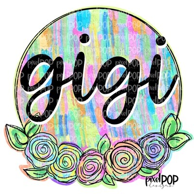 Gigi Textured Flowers Mother's Day Sublimation Design PNG | Hand Drawn PNG | Sublimation PNG | Digital Download | Printable Art | Clip Art
