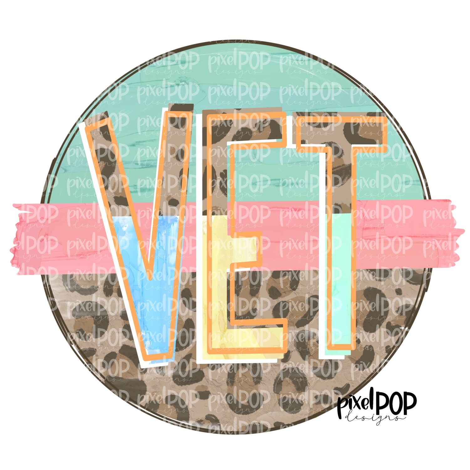 Vet Veterinarian Leopard and Mint Design | Vet Design | Hand Drawn Art | Animal Doctor PNG Design Art | Medical Art | Digital Download