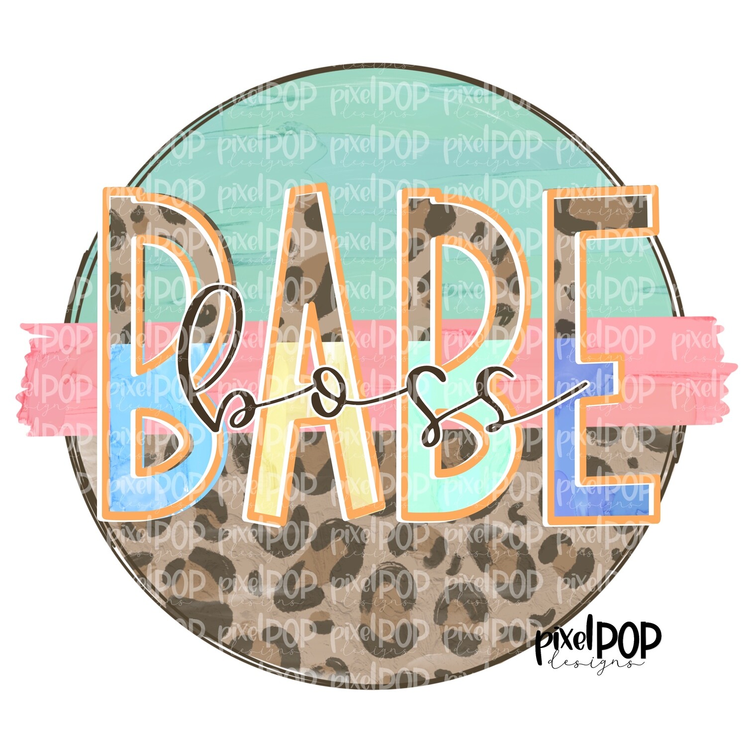 Boss Babe Business Owner Leopard and Mint PNG | Small Business Design | Business Owner Digital | Hand Painted | Digital Download | Printable