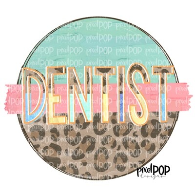 Dentist DDM Leopard and Mint Design | Dentist Design | Hand Drawn Art | Dentist PNG Design Art | Medical Art | Digital Download
