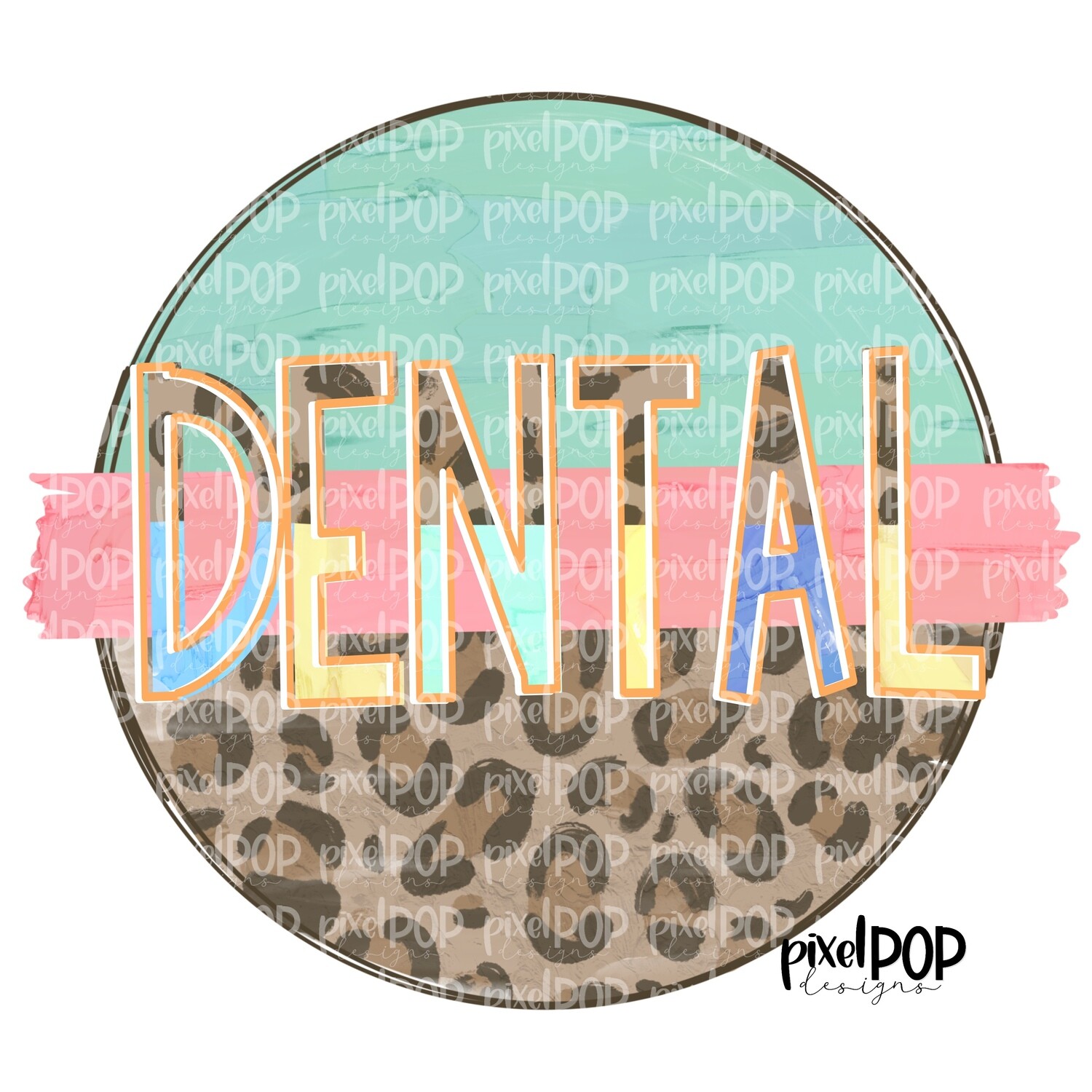 Dental Office Leopard and Mint Design | Dental Office Worker | Hand Drawn Art | Dental Office Design PNG | Medical Art | Digital Download
