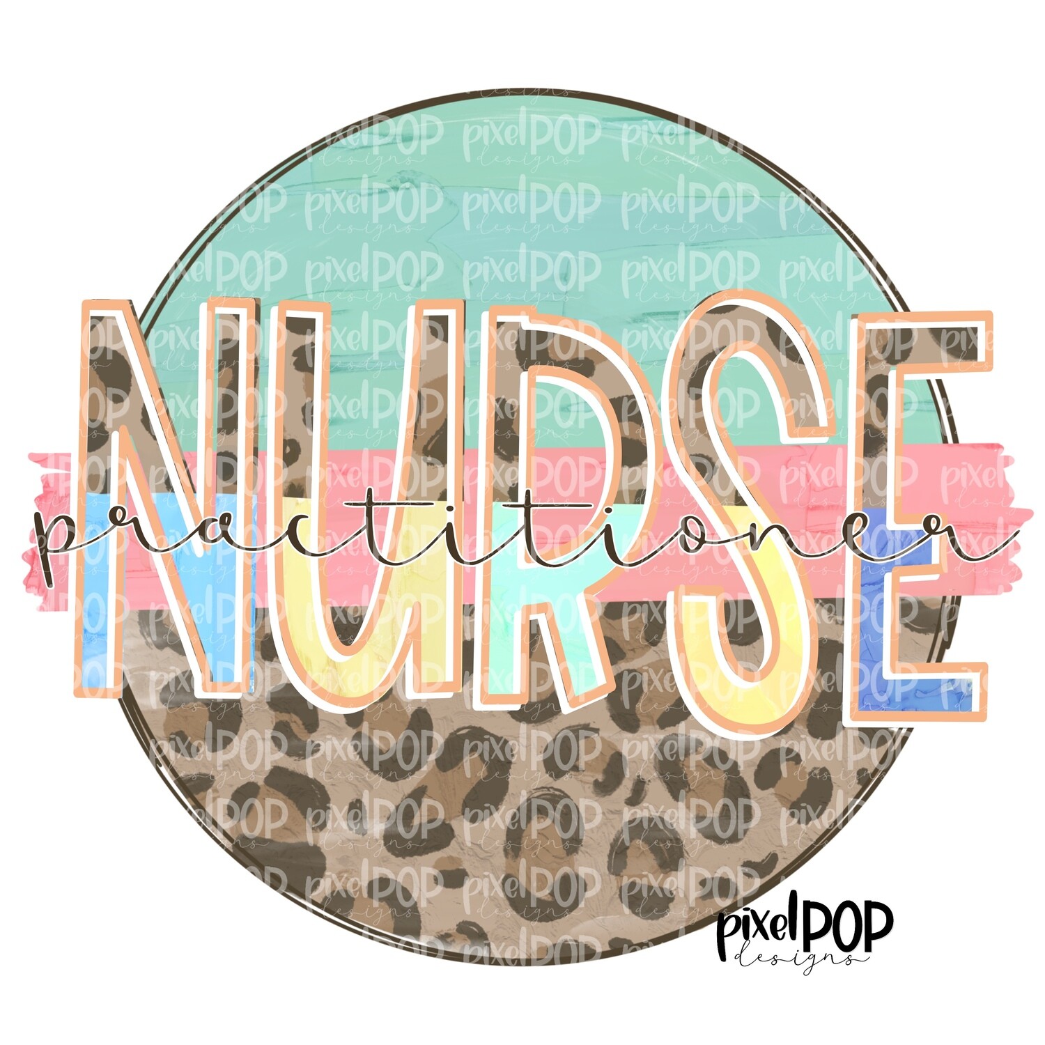 Nurse Practitioner Leopard and Mint PNG | Sublimation | Hand Drawn Art | Nurse Practitioner PNG | Medical Clipart | Digital Download | Art
