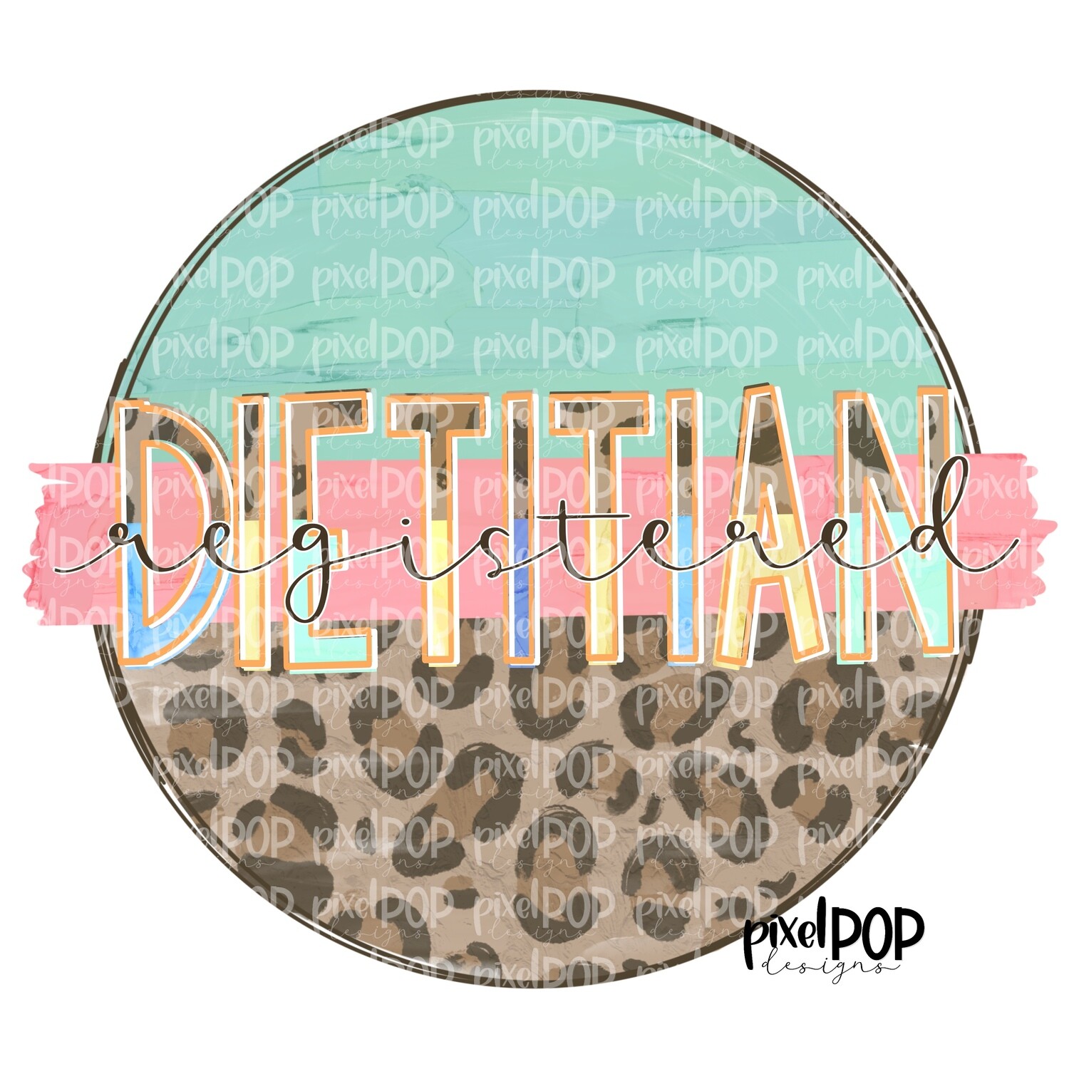 Registered Dietitian Leopard and Mint PNG | Registered Dietitian Design | Registered Dietitian Digital | Hand Painted | Digital Download | Printable