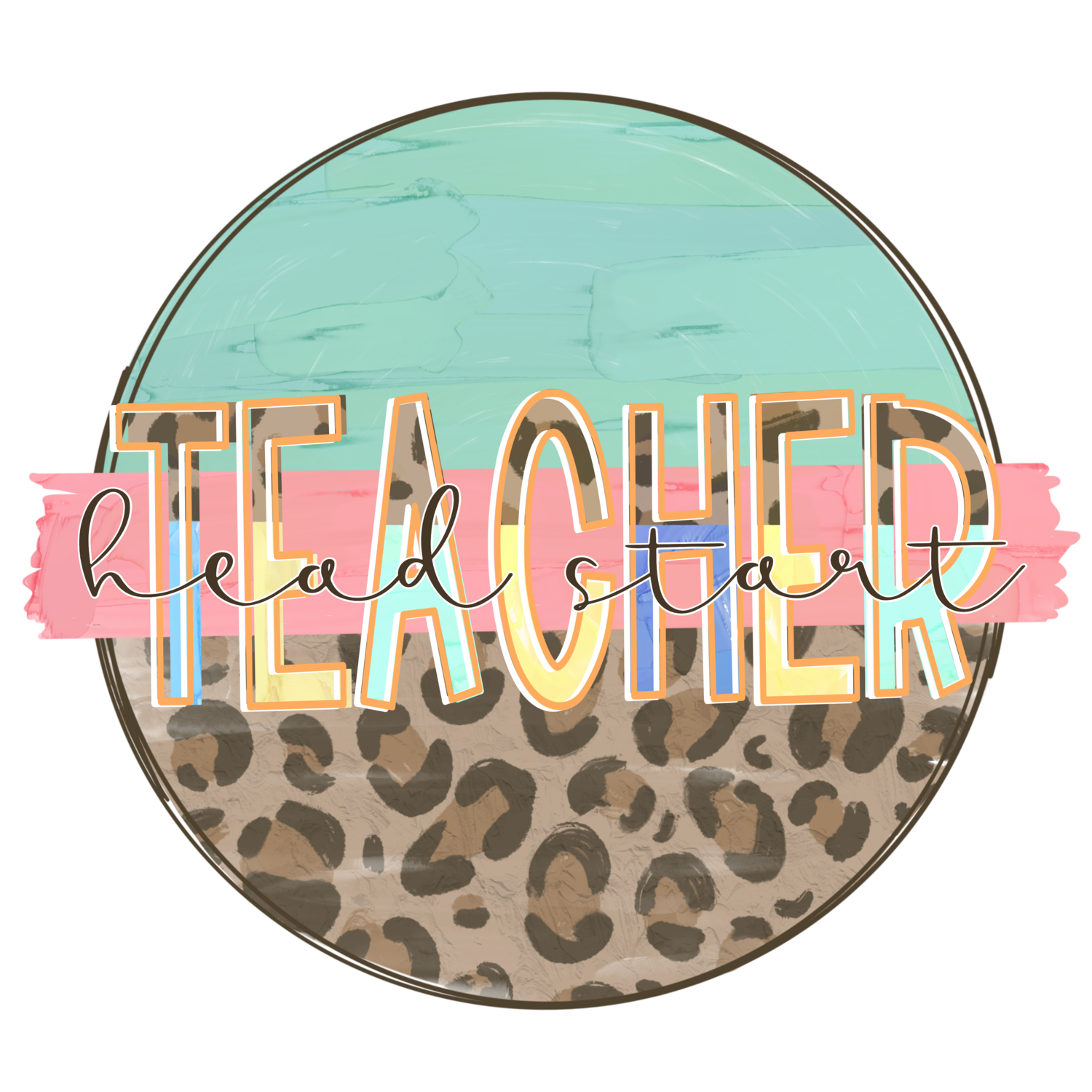 Head Start Teacher Leopard and Mint PNG | Head Start Teacher Design | Teacher Digital | Hand Painted | Digital Download | Printable